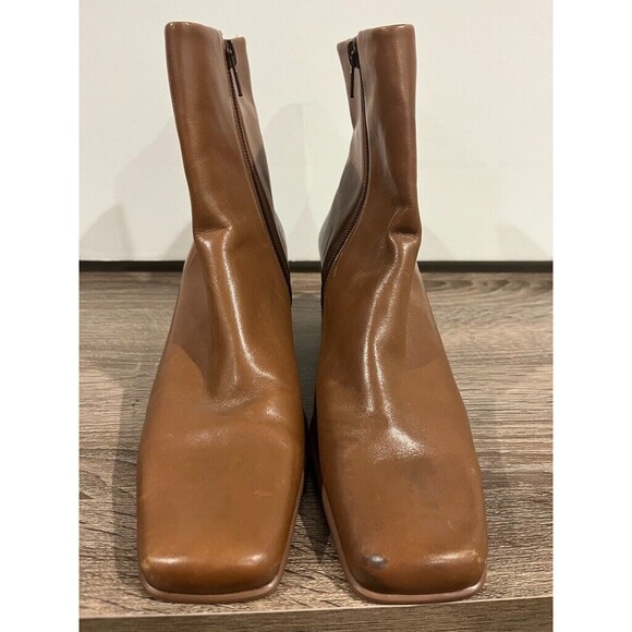 Vintage 90’s Diba Boots Women’s Tan Leather Square Toe Booties Bohemian Sz 8.5 - Picture 3 of 16